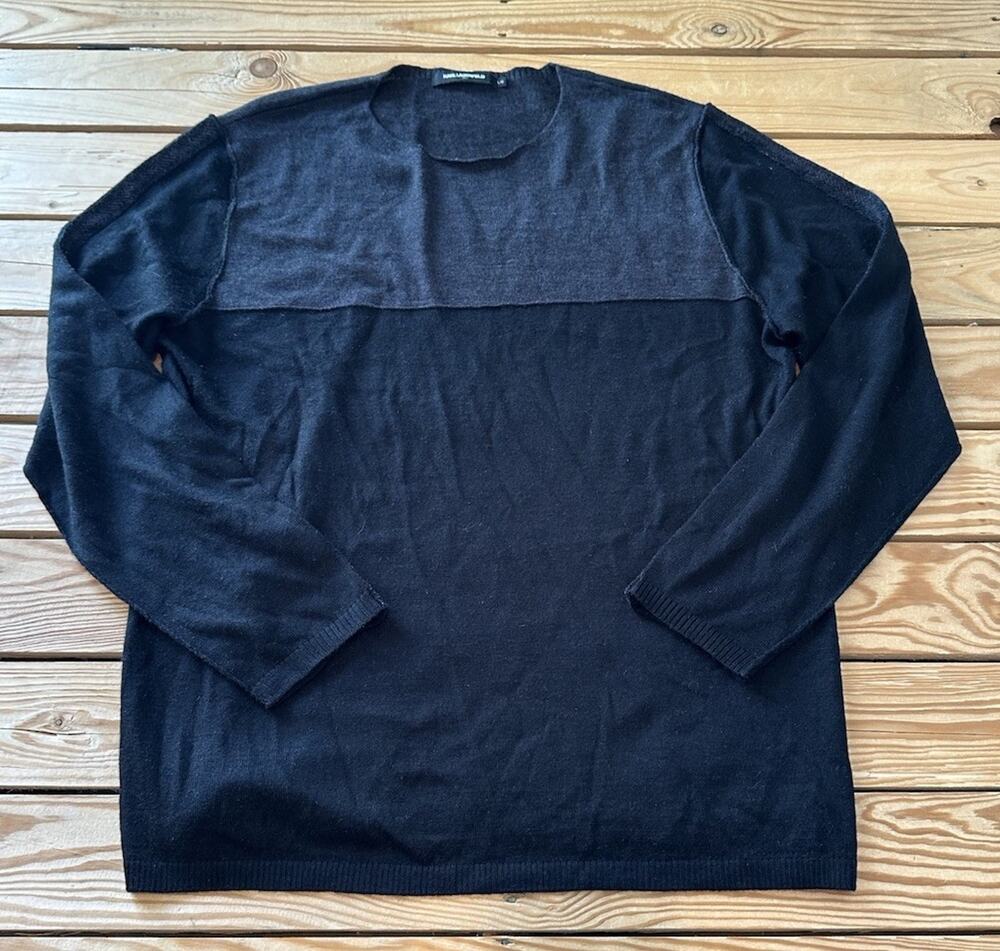 Karl Lagerfeld NWOT Men’s Pullover Wool Blend Sweater Size L Black D11